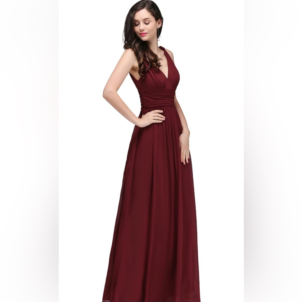 Elegant Burgundy Evening Gown
